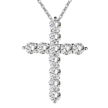 Load image into Gallery viewer, #SHOPEMMASOFIA #EMMASOFIA #SILVERCROSSNECKLACE SHOPEMMASOFIA.COM The most simple yet the most powerful piece of jewelry in anyone&#39;s collection. One of our favorites and best selling pieces. Classic sterling silver faith cross sold with box style chain.
