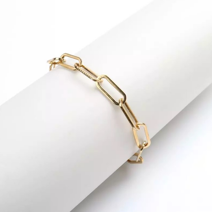 Bae Paperclip Link Bracelet.  Classic stainless steel paperclip link bracelet. Everyday wear essential links! Great to mix and match. Available in Silver and Gold.  18 cm    Please follow care instructions to maintain your pieces quality and integrity. #SHOPEMMASOFIA