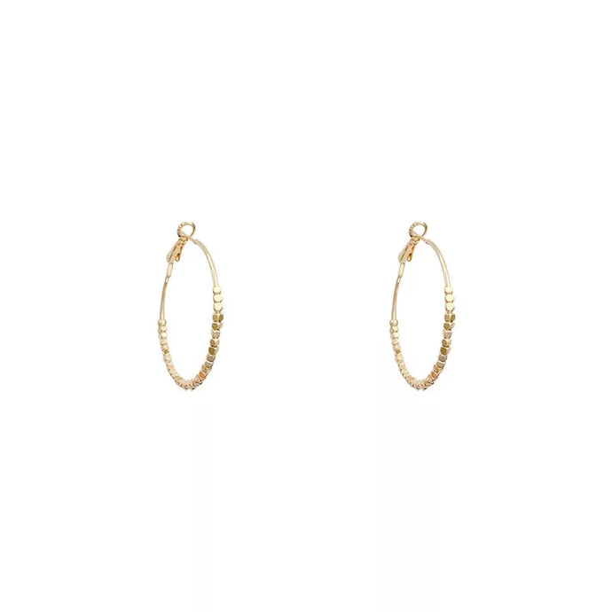 Geo Bead Hoop Earrings.  Beaded gold geo hoop earrings for everyday glam or night time shine! Lightweight sterling silver gold plated hoops. Available in gold.  4 cm    Please follow jewelry care instructions to maintain your pieces quality and integrity. #shopemmasofia